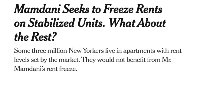 Mamdani Seeks to Freeze Rents on Stabilized Units. What About the Rest?